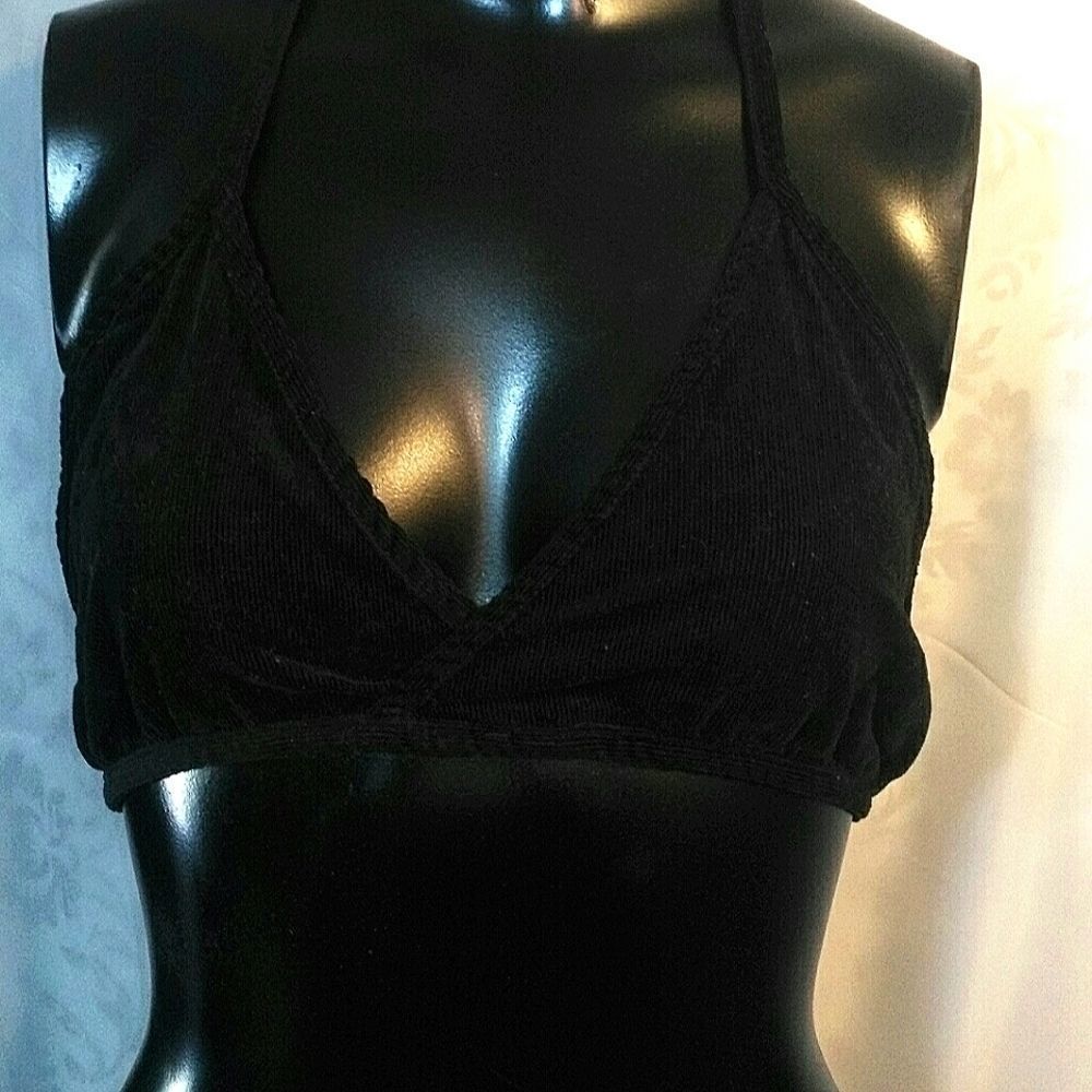 3 FOR $30 + 15% Discount - New vintage size 4 BLACK cordory bikini top